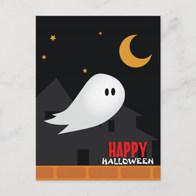 Halloween-Abend, Geist-Cartoon Postkarte (Vorderseite)