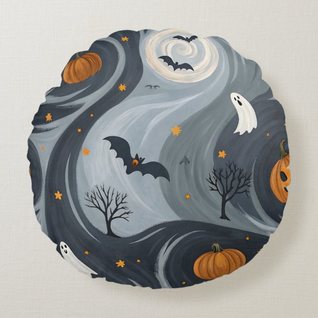 Halloween-Abend Rundes Kissen (Vorderseite)