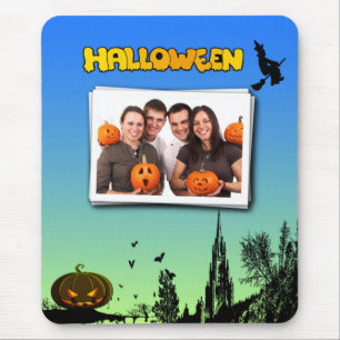 Halloween Abenddämmerung mit Hexenrahmen hinzufüge Mousepad