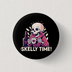 Halloween, aber es ist Skelett-Zeit Button