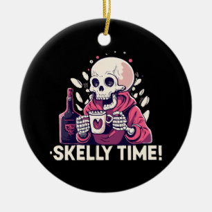 Halloween, aber es ist Skelett-Zeit Keramik Ornament
