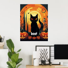 Halloween Abstrakt Black Cat und Pumpkin Design