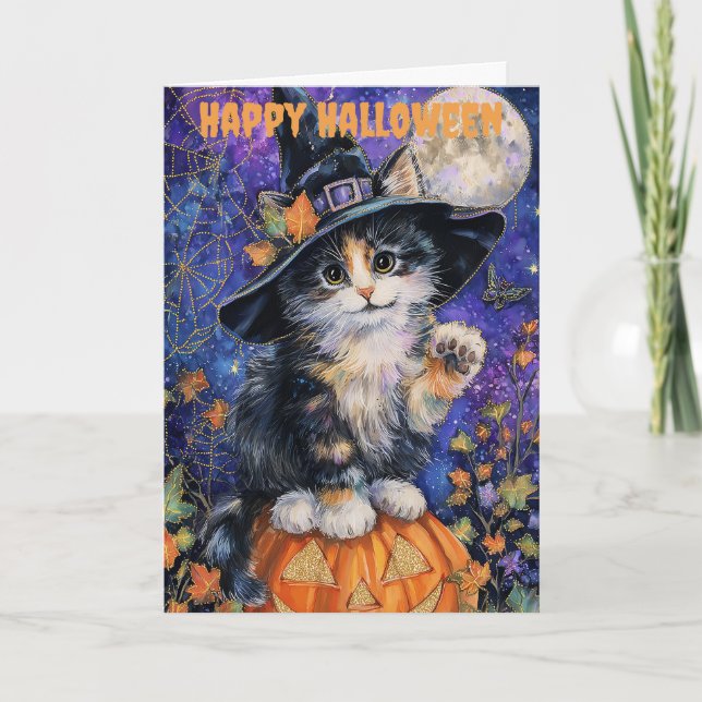 Halloween Abyssinian Cat Feiertagskarte (Vorderseite)