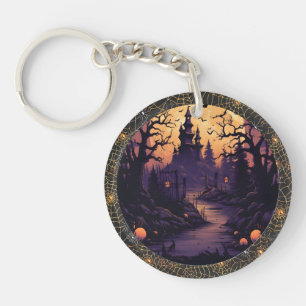 Halloween Acrylique Château Scène W Spiderweb Bagu