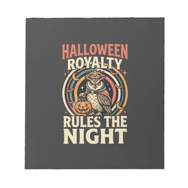 Halloween Adel Retro Eule Notizblock (Vorderseite)