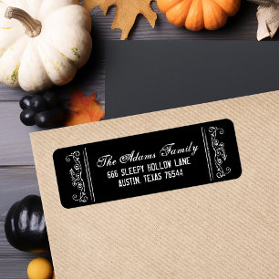 Halloween-Adresse in Schwarz/Weiß Vintag Scroll