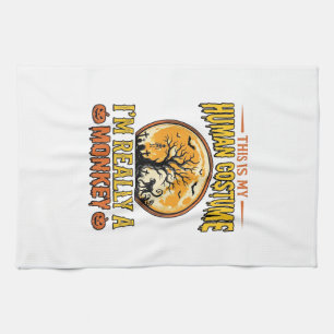 Halloween-Affen-Kostüm Vintage-Shirt-Design_1 Geschirrtuch