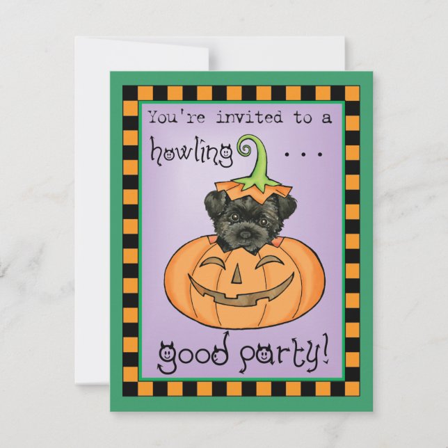 Halloween Affenpinscher Einladung (Vorderseite)