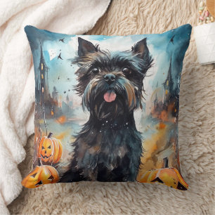 Halloween Affenpinscher mit Pumpkins Beängstigend Kissen