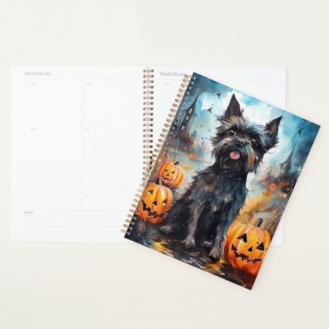 Halloween Affenpinscher mit Pumpkins Beängstigend Planer (Anzeige)