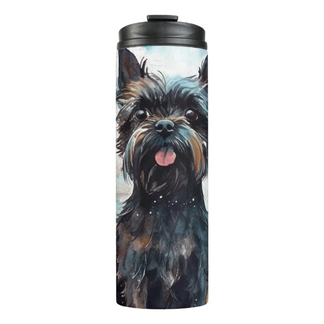Halloween Affenpinscher mit Pumpkins Beängstigend Thermosbecher (Vorderseite)
