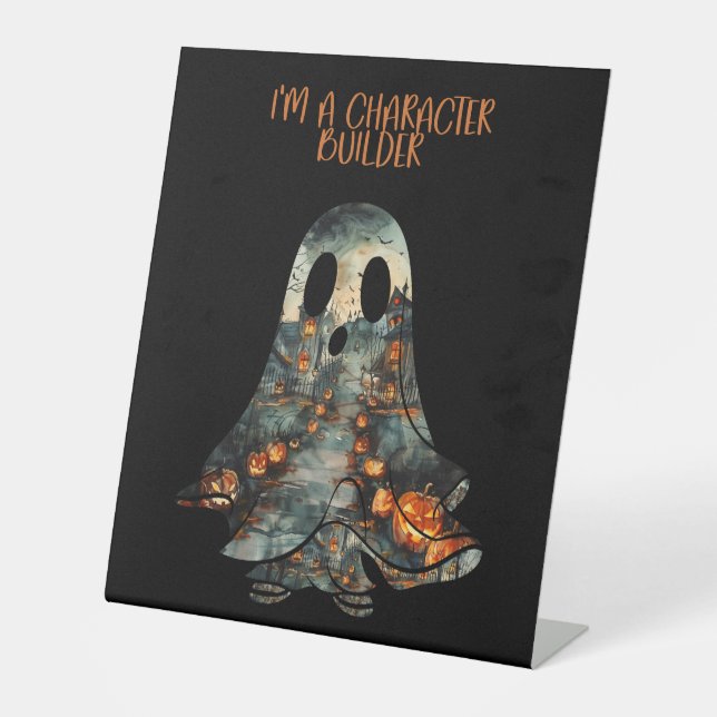 Halloween Affirmation Ghost-Spaß Sockelschild (Vorderseite)