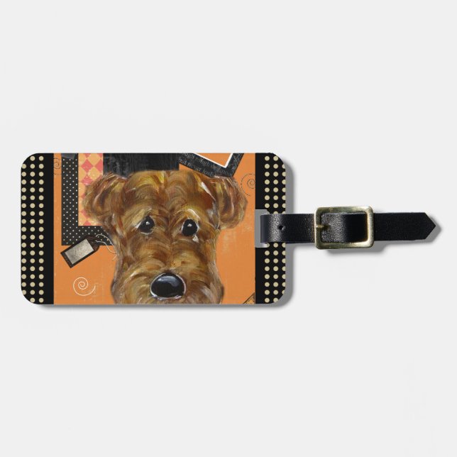 HALLOWEEN AIREDALE GEPÄCKANHÄNGER (Vorderseite horizontal)