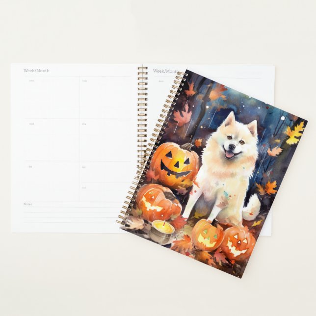 Halloween Akita Américain Avec La Peur Citrouille (Devant avec enveloppe)