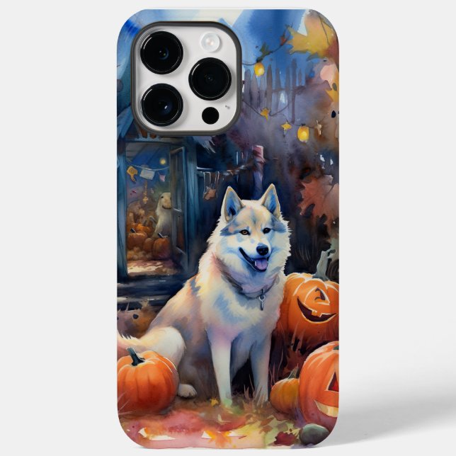 Halloween Alaskan Malamute mit Pumpkins Beängstige Case-Mate iPhone 14 Pro Max Hülle (Rückseite)