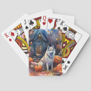 Halloween Alaskan Malamute mit Pumpkins Beängstige Spielkarten