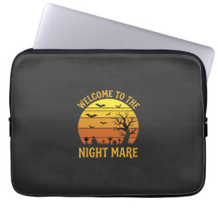 Halloween-Albtraum-Friedhof-Sonnenuntergang-Retro- Laptopschutzhülle