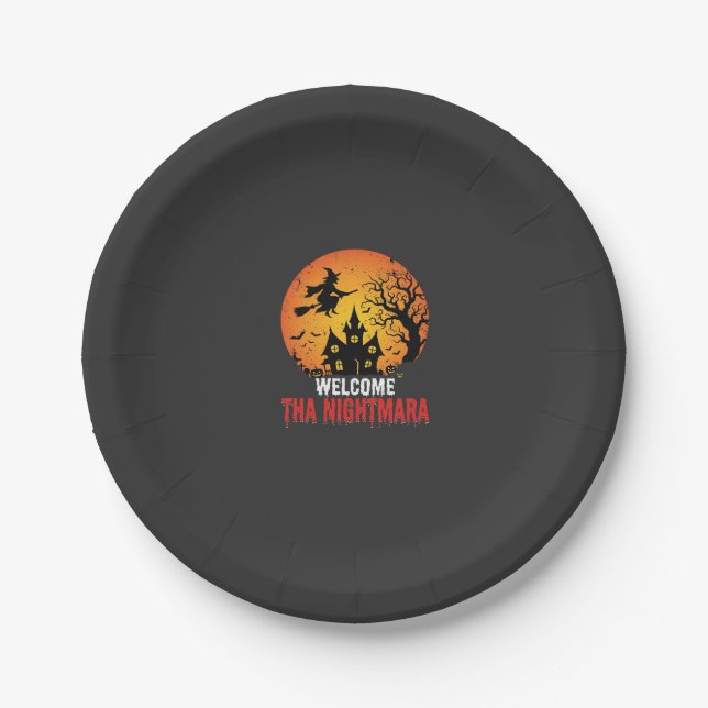 Halloween-Albtraum-Hexen-Haus-Design Pappteller (Vorderseite)