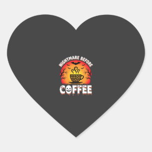 Halloween-Albtraum vor Kaffee-Fledermaus-Sonnenunt Herz-Aufkleber