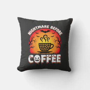 Halloween-Albtraum vor Kaffee-Fledermaus-Sonnenunt Kissen