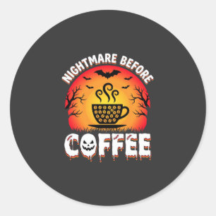 Halloween-Albtraum vor Kaffee-Fledermaus-Sonnenunt Runder Aufkleber