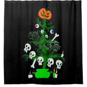 Halloween-Albtraum-Weihnachtsbaum-Kürbis Duschvorhang