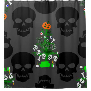 Halloween-Albtraum-Weihnachtsbaum-Totenköpfe Duschvorhang