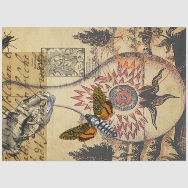 Halloween Alchemy Moth Animal Skull Seidenpapier (Vorderseite)