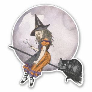 Halloween Alice im Wunderland Cheshire Cat Moon Aufkleber