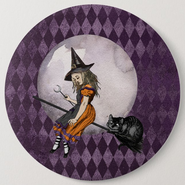 Halloween Alice im Wunderland Cheshire Cat Moon Button (Vorderseite)