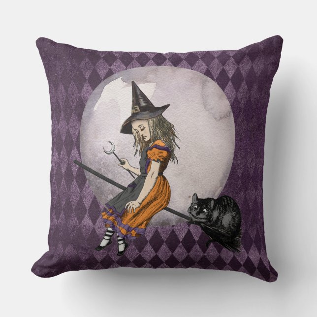 Halloween Alice im Wunderland Cheshire Cat Moon Kissen (Vorderseite)