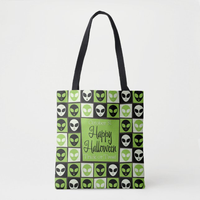Halloween-Alien-Mosaik Tasche (Vorderseite)