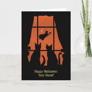 Halloween Alle Namen Katzen und Hexen Niedlich Karte