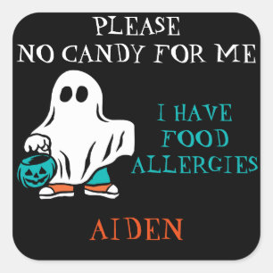 Halloween Allergie Warnghost Füttre keine Kinder Quadratischer Aufkleber