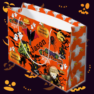 Halloween Alles Gute zum Geburtstag, NAME Geister Große Geschenktüte