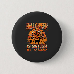 Halloween-Alpaka-Schädelhaufen Retro-Horror-Design Button