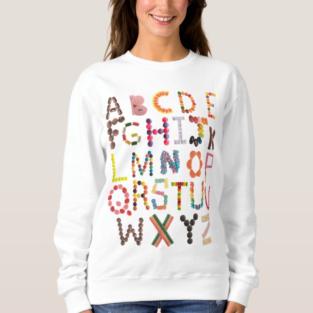 Halloween Alphabet Candy ABCs für Lehrer Sweatshirt (Vorderseite)