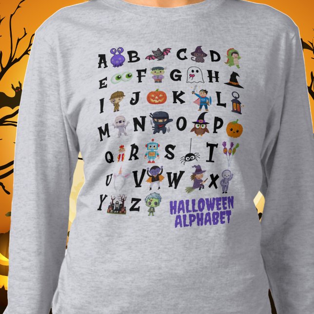 Halloween Alphabet enseignant long tshirt à manche (Créateur téléchargé)