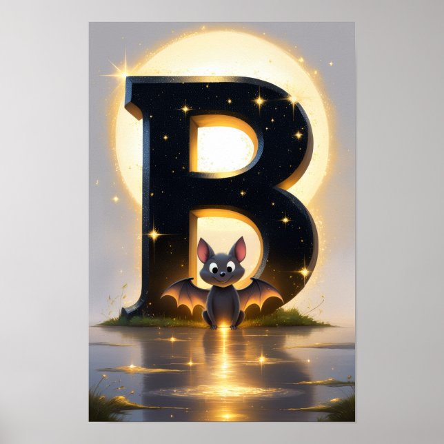 Halloween Alphabet Kinder ABC Buchstabe B Poster (Vorne)