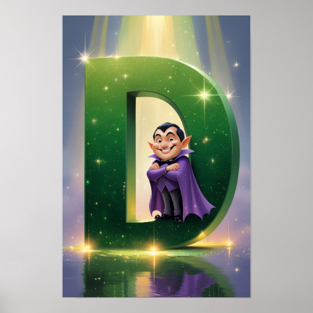 Halloween Alphabet Kinder ABC Buchstabe D Poster (Vorne)