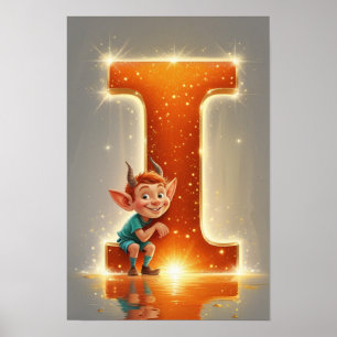 Halloween Alphabet Kinder ABC Buchstabe I Poster