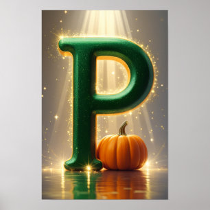 Halloween Alphabet Kinder ABC Buchstabe P Poster