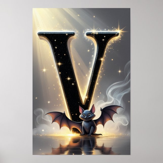 Halloween Alphabet Kinder ABC Buchstabe V Poster (Vorne)