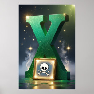 Halloween Alphabet Kinder ABC Buchstabe X Poster