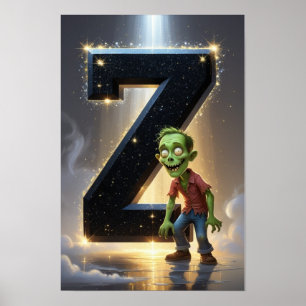 Halloween Alphabet Kinder ABC Buchstabe Z Poster