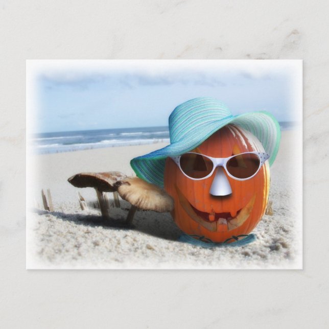 Halloween am Strand Postkarte (Vorderseite)
