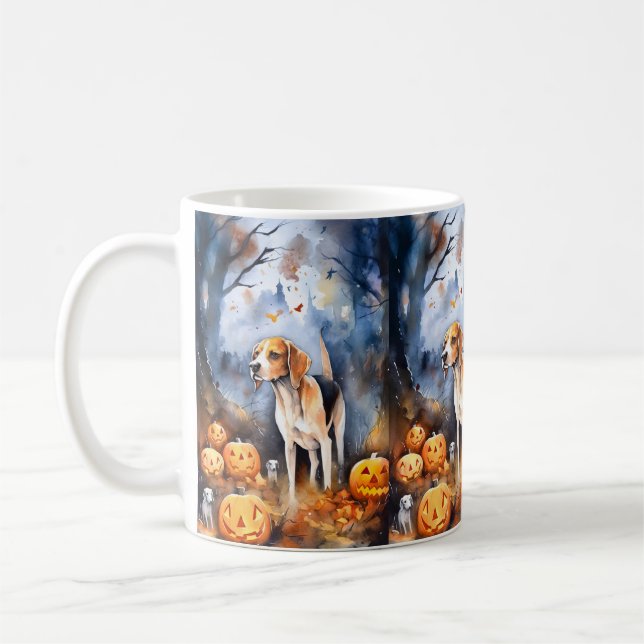 Halloween American English Foxhound with Pumpkins Kaffeetasse (Links)