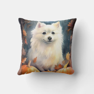 Halloween American Eskimo mit Pumpkins Beängstigen Kissen