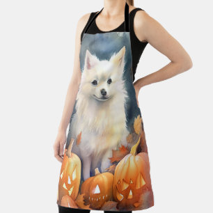 Halloween American Eskimo mit Pumpkins Beängstigen Schürze