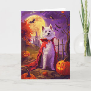 Halloween American Eskimo Pumpkins Beängstigend Karte